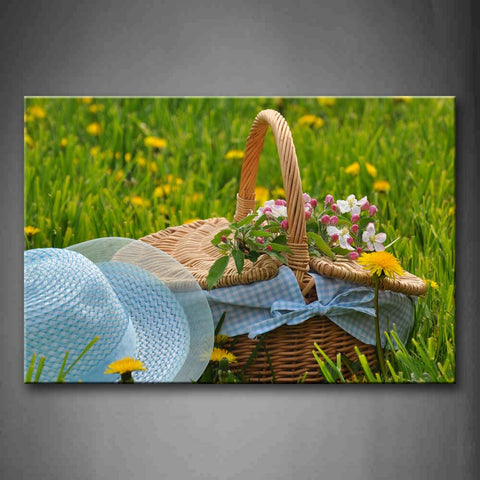 Straw And Beautiful Flowers In The Basket Wall Art Painting Pictures Print On Canvas Art The Picture For Home Modern Decoration 