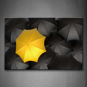 Black Umbrellas With A Yellow One Wall Art Painting The Picture Print On Canvas Art Pictures For Home Decor Decoration Gift 
