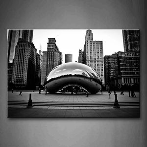 Tall Buildings And Its Reflection On Iron Ball Wall Art Painting Pictures Print On Canvas City The Picture For Home Modern Decoration 