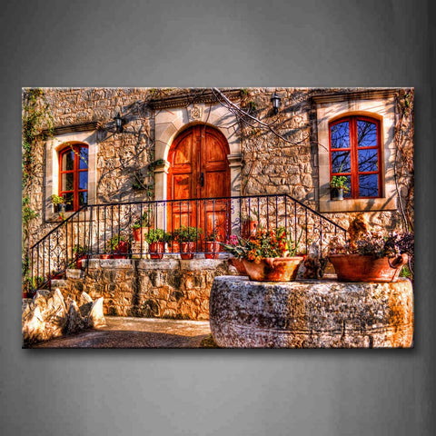 Pot Cultures In The Front Of Old House Wall Art Painting Pictures Print On Canvas Art The Picture For Home Modern Decoration 