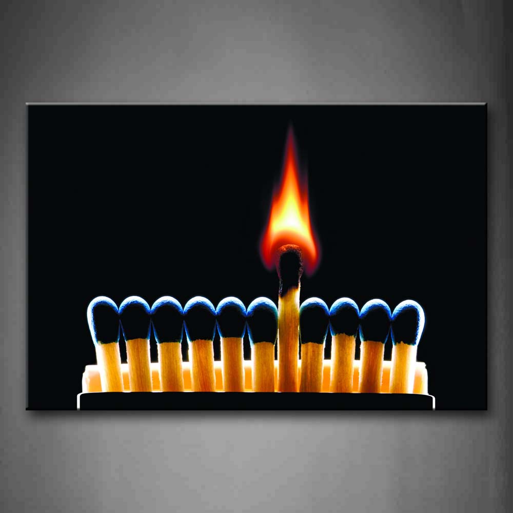 Match With Flame And Others In Blue Heads  Wall Art Painting The Picture Print On Canvas Art Pictures For Home Decor Decoration Gift 