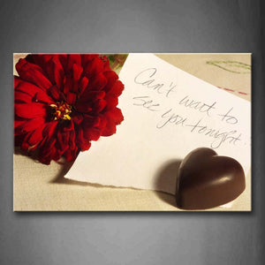 Red Flower Chocolate And Note Wall Art Painting Pictures Print On Canvas Flower The Picture For Home Modern Decoration 