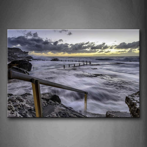 Clouded Sky And Torrents Of The Ocean Wall Art Painting Pictures Print On Canvas Art The Picture For Home Modern Decoration 