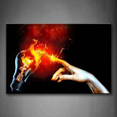 Bulb With Flame And Hand Touching It Wall Art Painting The Picture Print On Canvas Art Pictures For Home Decor Decoration Gift 
