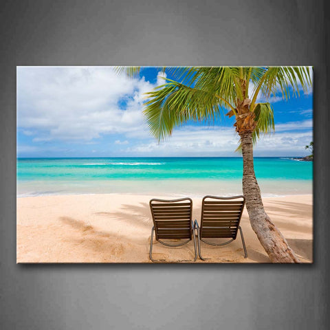 Palm And Chairs On The Beach  Wall Art Painting The Picture Print On Canvas Seascape Pictures For Home Decor Decoration Gift 