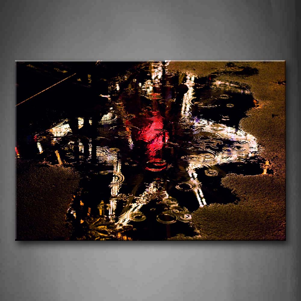 Beautiful Reflaction On Puddle At Night  Wall Art Painting The Picture Print On Canvas Art Pictures For Home Decor Decoration Gift 