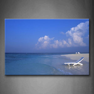 Blue Sky Desk Chair In White On The Beach  Wall Art Painting The Picture Print On Canvas Seascape Pictures For Home Decor Decoration Gift 