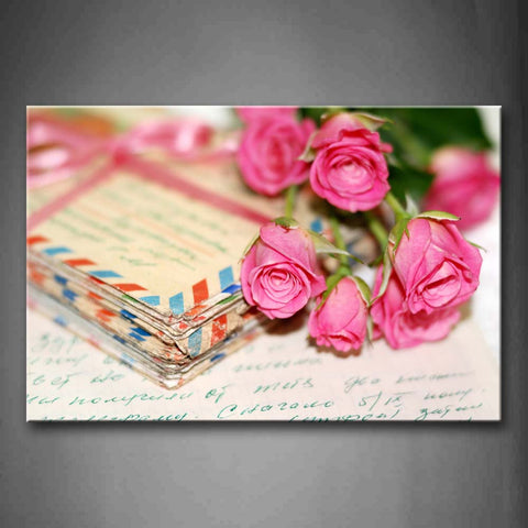 Colorful Bunch Of Flowers In Pink And Postcards Wall Art Painting Pictures Print On Canvas Art The Picture For Home Modern Decoration 