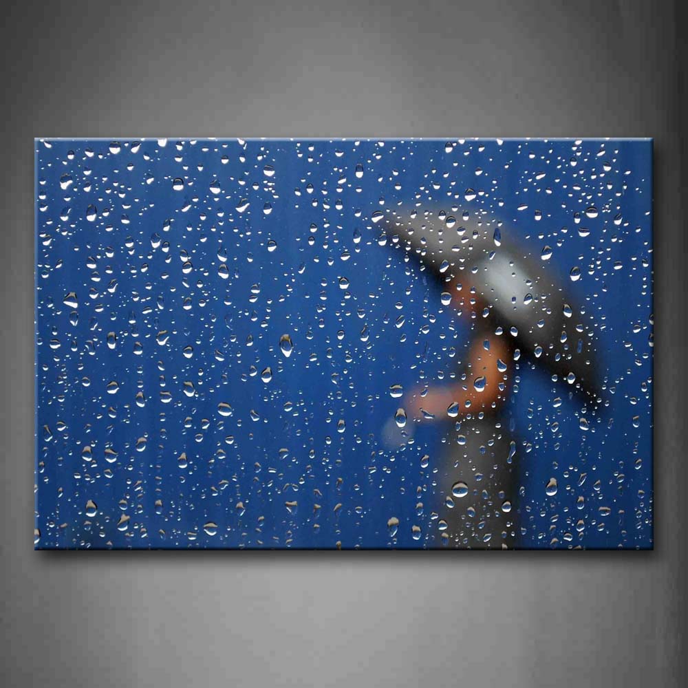 Blue Raindrops On Glass And Dim Outline Wall Art Painting Pictures Print On Canvas Art The Picture For Home Modern Decoration 