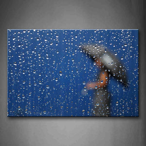 Blue Raindrops On Glass And Dim Outline Wall Art Painting Pictures Print On Canvas Art The Picture For Home Modern Decoration 
