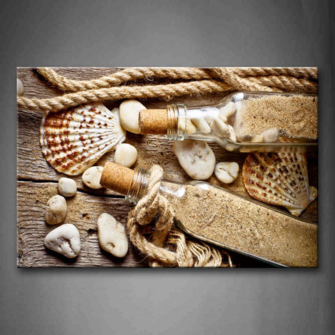 White Stones Two Bottles With Sand In It  Wall Art Painting Pictures Print On Canvas Art The Picture For Home Modern Decoration 