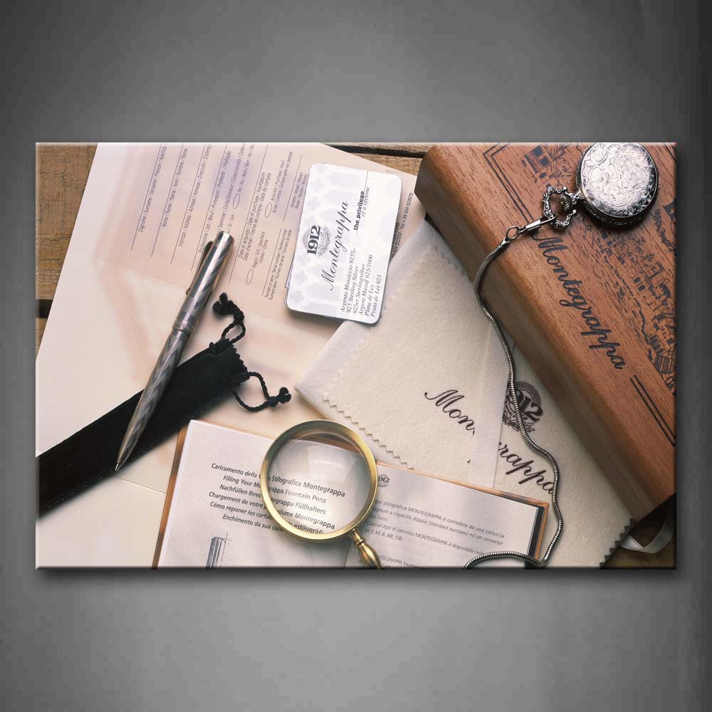 Pocket Match Pen Paper Book And Magnifying Glass Wall Art Painting The Picture Print On Canvas Art Pictures For Home Decor Decoration Gift 