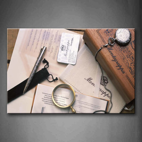 Pocket Match Pen Paper Book And Magnifying Glass Wall Art Painting The Picture Print On Canvas Art Pictures For Home Decor Decoration Gift 