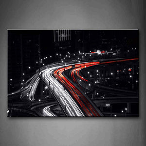 Red And White Timelapses On The City'S Road Wall Art Painting The Picture Print On Canvas Art Pictures For Home Decor Decoration Gift 