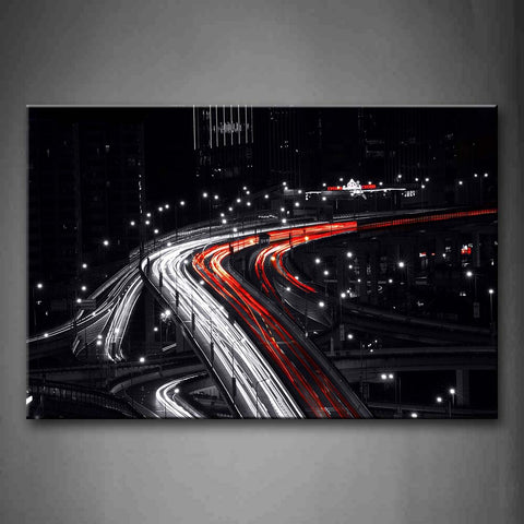 Red And White Timelapses On The City'S Road Wall Art Painting The Picture Print On Canvas Art Pictures For Home Decor Decoration Gift 