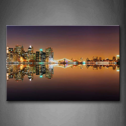 Tall Buildings Look Beautiful At Night Wall Art Painting Pictures Print On Canvas City The Picture For Home Modern Decoration 