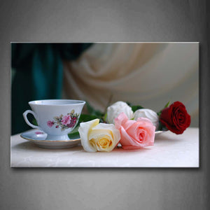 Cup Roses In Different Color  Wall Art Painting Pictures Print On Canvas Art The Picture For Home Modern Decoration 