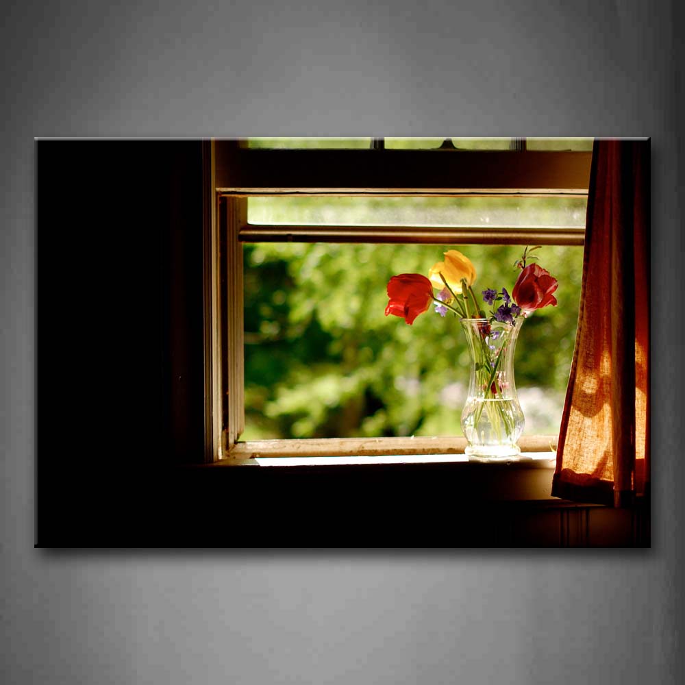 Vase And Beautiful Flowers On Window Wall Art Painting The Picture Print On Canvas Art Pictures For Home Decor Decoration Gift 