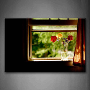 Vase And Beautiful Flowers On Window Wall Art Painting The Picture Print On Canvas Art Pictures For Home Decor Decoration Gift 