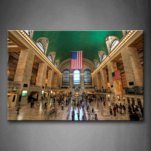 Noble Building With Uk Flag And Many People Wall Art Painting The Picture Print On Canvas City Pictures For Home Decor Decoration Gift 