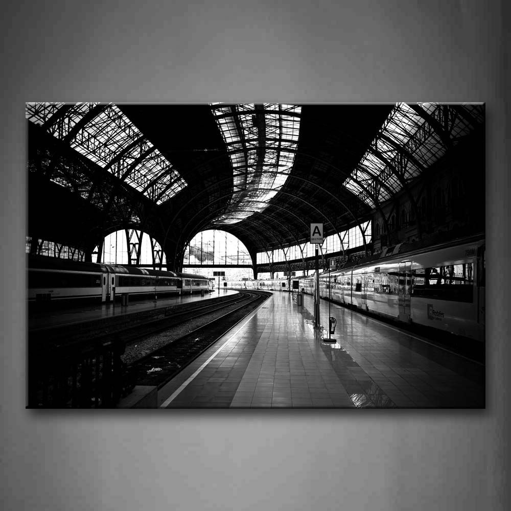 The Roof Of Train Station And Trains Wall Art Painting The Picture Print On Canvas City Pictures For Home Decor Decoration Gift 