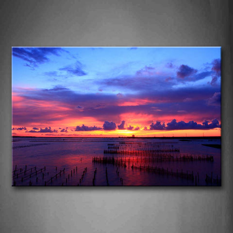 Colorful Sunset Glow And Bars In The Sea Wall Art Painting The Picture Print On Canvas City Pictures For Home Decor Decoration Gift 