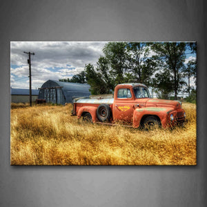 Car In Red Trees And Dry Grasses In Field Wall Art Painting Pictures Print On Canvas Car The Picture For Home Modern Decoration 