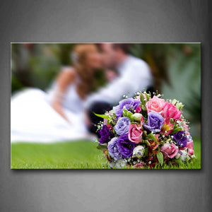 Beautiful Lover And Colorful Flowers On Lawn Wall Art Painting Pictures Print On Canvas Flower The Picture For Home Modern Decoration 