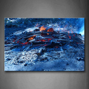 Blue Fire And Wooden Burned Out In The Field Wall Art Painting Pictures Print On Canvas City The Picture For Home Modern Decoration 