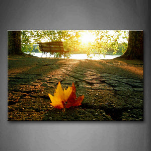 Maple Leaf On The Ground In The Park Wall Art Painting Pictures Print On Canvas City The Picture For Home Modern Decoration 