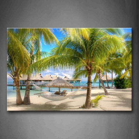 Confortable Tent Palms On The Leisure Beach Wall Art Painting The Picture Print On Canvas Seascape Pictures For Home Decor Decoration Gift 