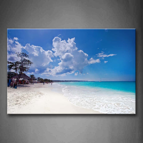Blue Sky Nad Leisure Tent On Clear Beach Wall Art Painting Pictures Print On Canvas Seascape The Picture For Home Modern Decoration 