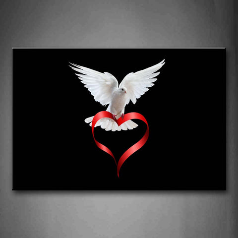 Bird Of Peace With Heart Shape Colour Ribbon Wall Art Painting Pictures Print On Canvas Art The Picture For Home Modern Decoration 