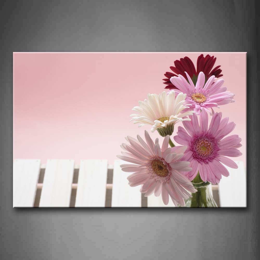 Pink Bunch Of Beautiful Flowers In Vase Wall Art Painting The Picture Print On Canvas Flower Pictures For Home Decor Decoration Gift 