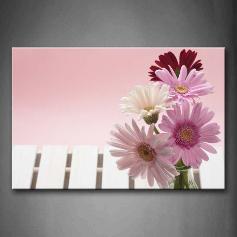 Pink Bunch Of Beautiful Flowers In Vase Wall Art Painting The Picture Print On Canvas Flower Pictures For Home Decor Decoration Gift 