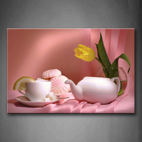 Teapoy And Cup With Lemon Peel Wall Art Painting The Picture Print On Canvas Flower Pictures For Home Decor Decoration Gift 