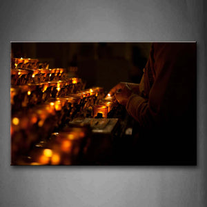 Man Is Lighting Candles At Dark Wall Art Painting Pictures Print On Canvas City The Picture For Home Modern Decoration 