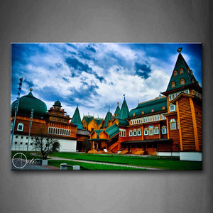 Wooden Buildings Like Castle  Wall Art Painting Pictures Print On Canvas City The Picture For Home Modern Decoration 