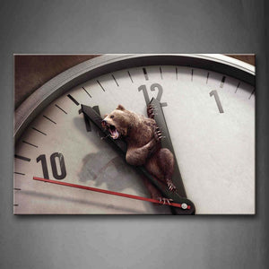 Bear With Mouth Open On Clock Wall Art Painting The Picture Print On Canvas Art Pictures For Home Decor Decoration Gift 