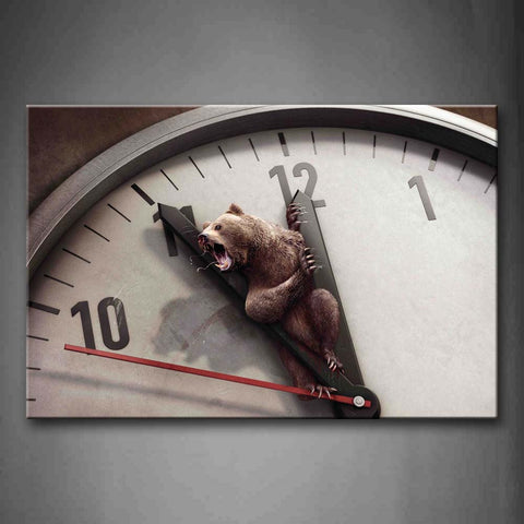 Bear With Mouth Open On Clock Wall Art Painting The Picture Print On Canvas Art Pictures For Home Decor Decoration Gift 