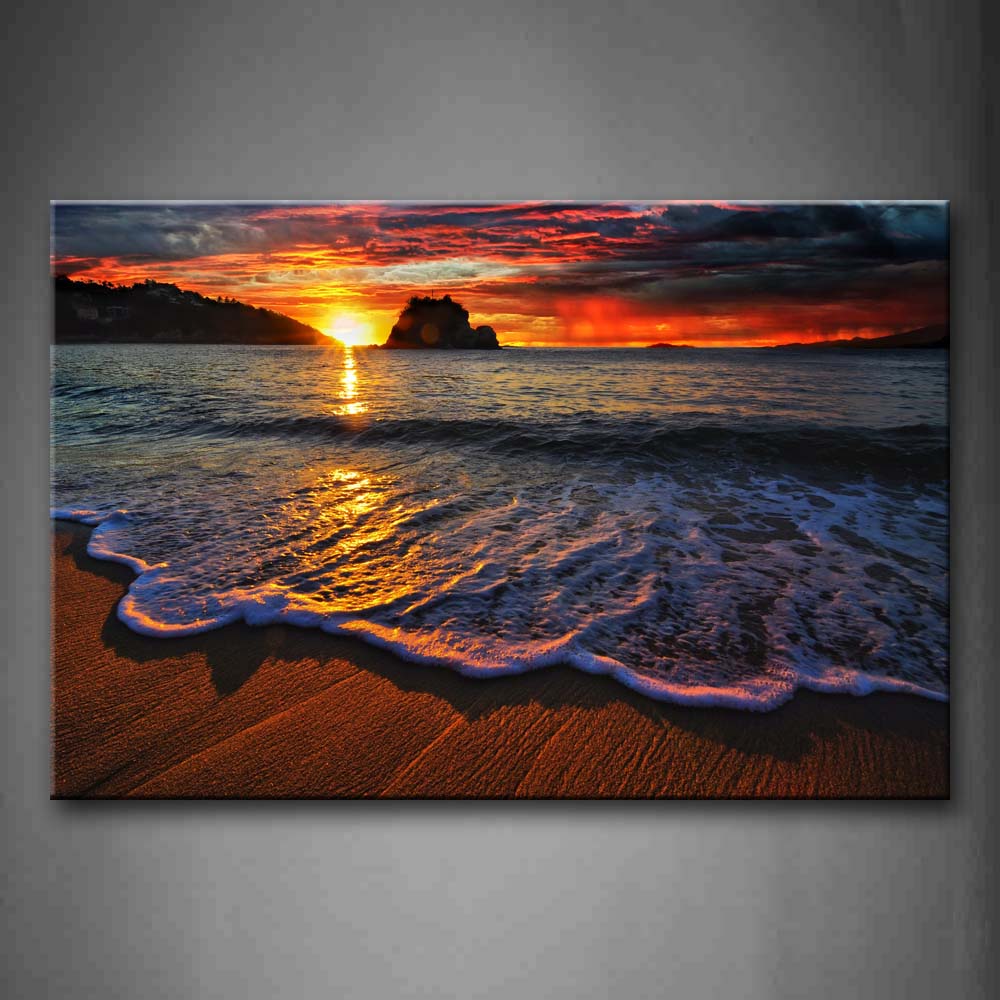 Little Waves On Sandbeach  Wall Art Painting Pictures Print On Canvas Seascape The Picture For Home Modern Decoration 