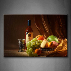 Wine And Fruits On Table  Wall Art Painting The Picture Print On Canvas Food Pictures For Home Decor Decoration Gift 