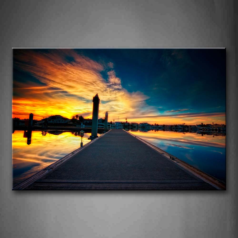 Stright Road On The River With Pillars Wall Art Painting Pictures Print On Canvas Seascape The Picture For Home Modern Decoration 