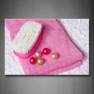 Pink Red And White Beads And Brush On Towel Wall Art Painting The Picture Print On Canvas Art Pictures For Home Decor Decoration Gift 