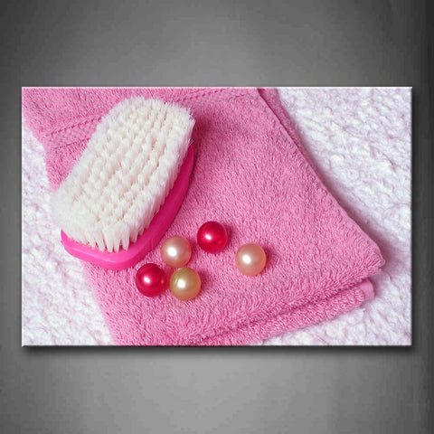 Pink Red And White Beads And Brush On Towel Wall Art Painting The Picture Print On Canvas Art Pictures For Home Decor Decoration Gift 