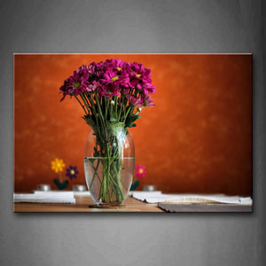Purple Flowers In Glass Vase  Wall Art Painting Pictures Print On Canvas Flower The Picture For Home Modern Decoration 