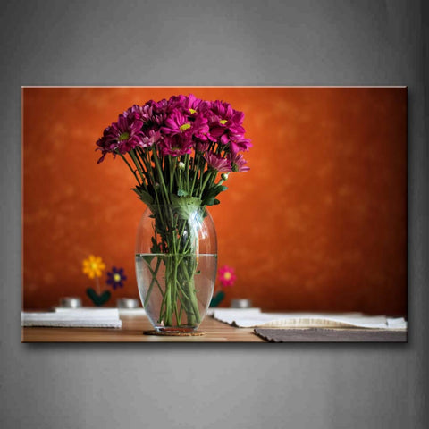 Purple Flowers In Glass Vase  Wall Art Painting Pictures Print On Canvas Flower The Picture For Home Modern Decoration 