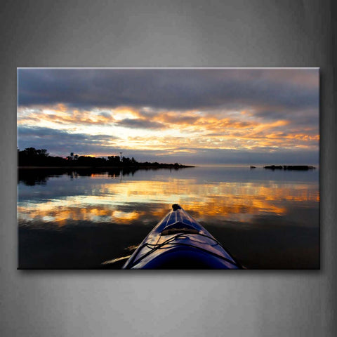 Blue Boat On Lake  Wall Art Painting The Picture Print On Canvas Seascape Pictures For Home Decor Decoration Gift 