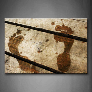 Brown Footprint On Wood  Wall Art Painting The Picture Print On Canvas Art Pictures For Home Decor Decoration Gift 