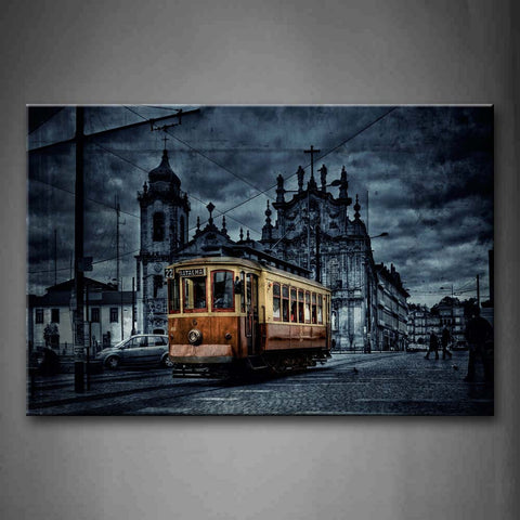 Yellow Train And Old Building Wall Art Painting The Picture Print On Canvas City Pictures For Home Decor Decoration Gift 